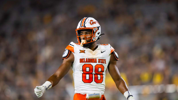 Sep 9, 2023; Tempe, Arizona, USA; Oklahoma State Cowboys wide receiver De'Zhaun Stribling (88) against the Arizona State Sun Devils at Mountain America Stadium. Mandatory Credit: Mark J. Rebilas-USA TODAY Sports
